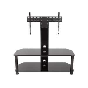 SDCL1140BB-A Stand with TV Mount for TVs up to 65 in. Black Glass, Black Legs