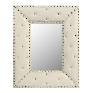 21 in. W x 26 in. H Medium Rectangular PU Covered MDF Framed Wall Bathroom Vanity Mirror in White