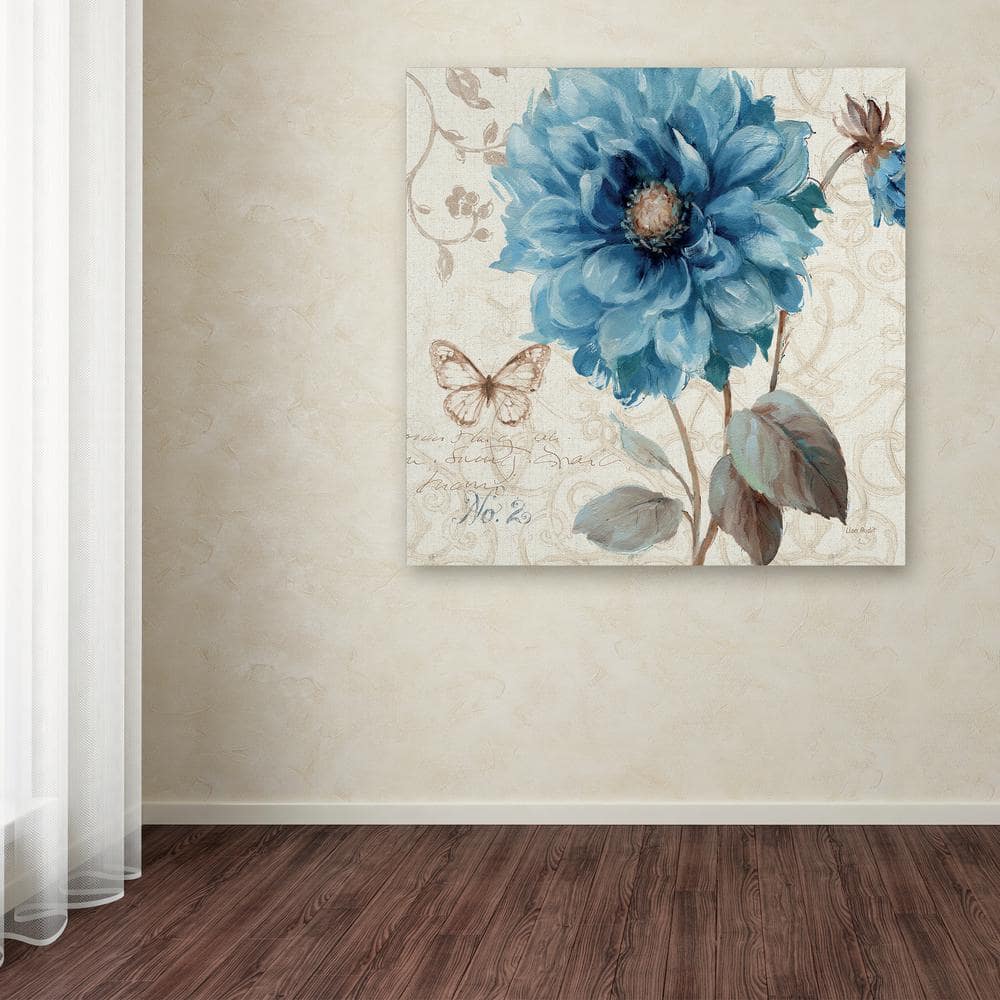 Lisa Audit Blue Floral Canvas Wall Art 24" x 24"
