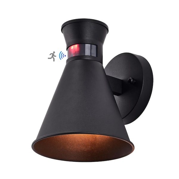 C Cattleya 1-Light Black Motion Sensing Dusk to Dawn Outdoor Wall Lantern Sconce