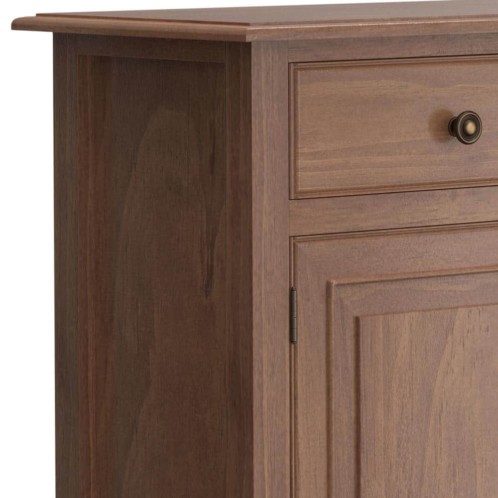 Medium Saddle Brown Solid Wood Office Storage Cabinet with Adjustable Shelving