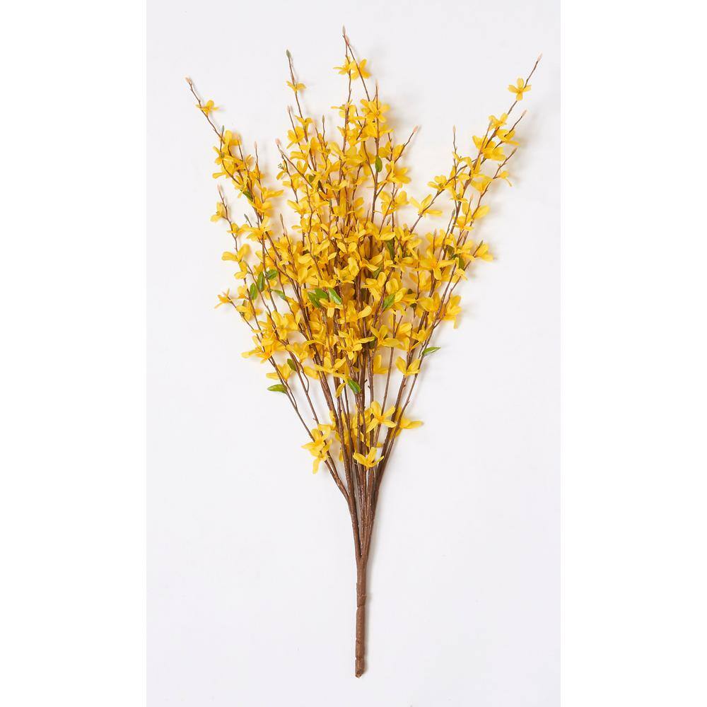 31-Inch Yellow Silk Artificial Forsythia Bush