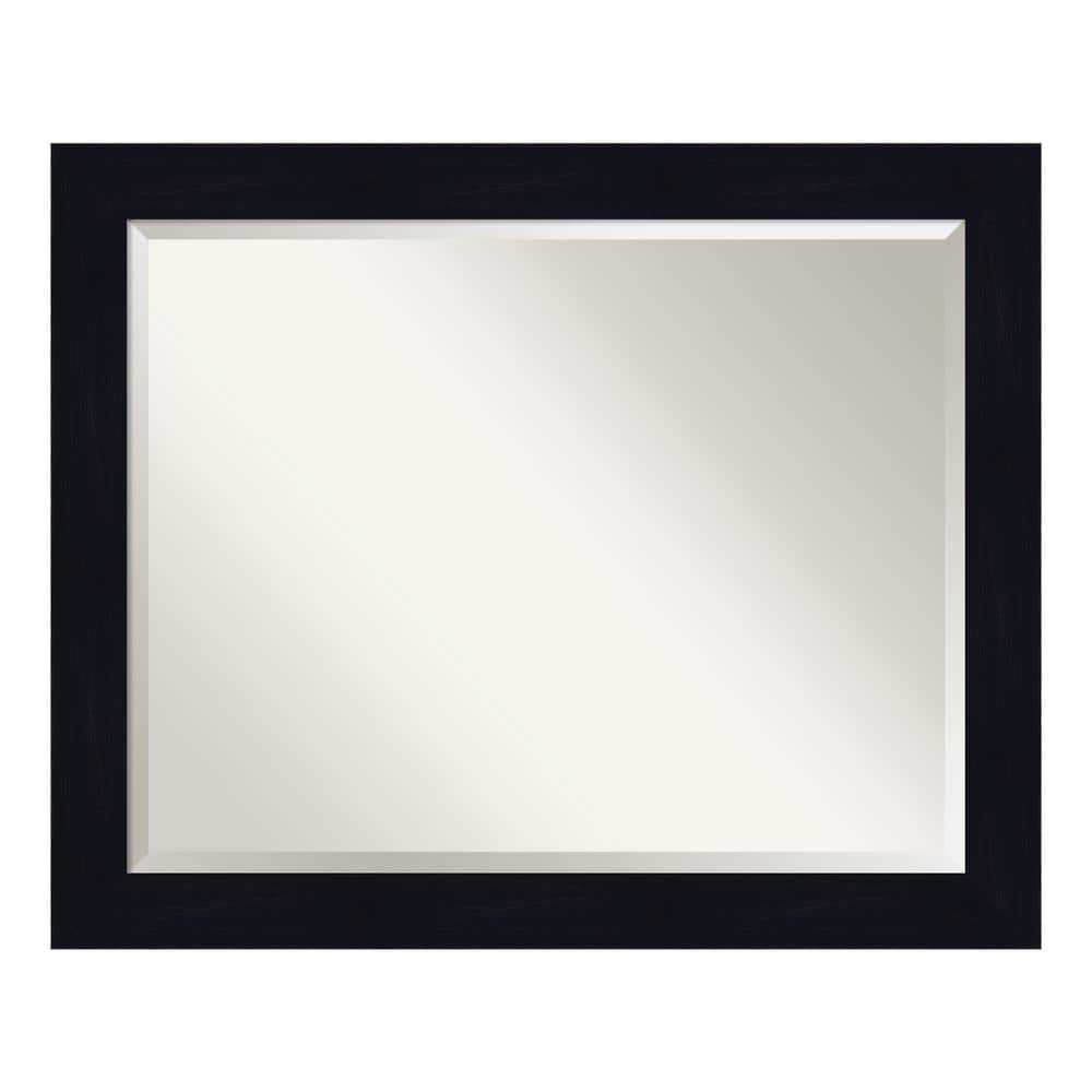 Shiplap Navy 32.25 in. x 26.25 in. Beveled Rectangle Wood Framed Bathroom W