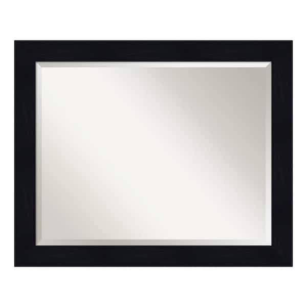 Amanti Art Shiplap Navy 32.25 in. x 26.25 in. Beveled Rectangle Wood Framed Bathroom Wall Mirror in Blue