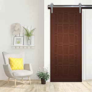 36 in. x 84 in. Whatever Daddy-O Coffee Wood Sliding Barn Door with Hardware Kit in Stainless Steel