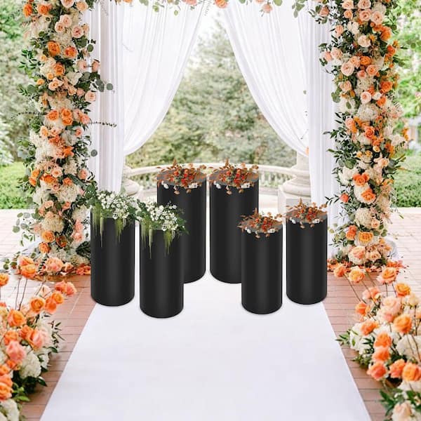 YIYIBYUS Black Cylinder Display Pedestal Stand Metal Iron