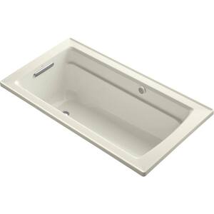 Archer 60 in. x 32 in. Rectangular Drop-in Air Bath Bathtub with Bask Heated Surface and Reversible Drain in Biscuit