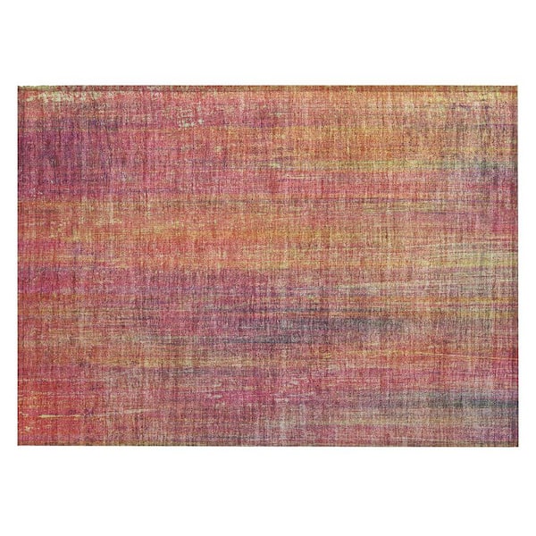 HomeRoots Red and Orange 2 ft. x 3 ft. Woven Striped Rectangle Indoor/Outdoor Area Rug