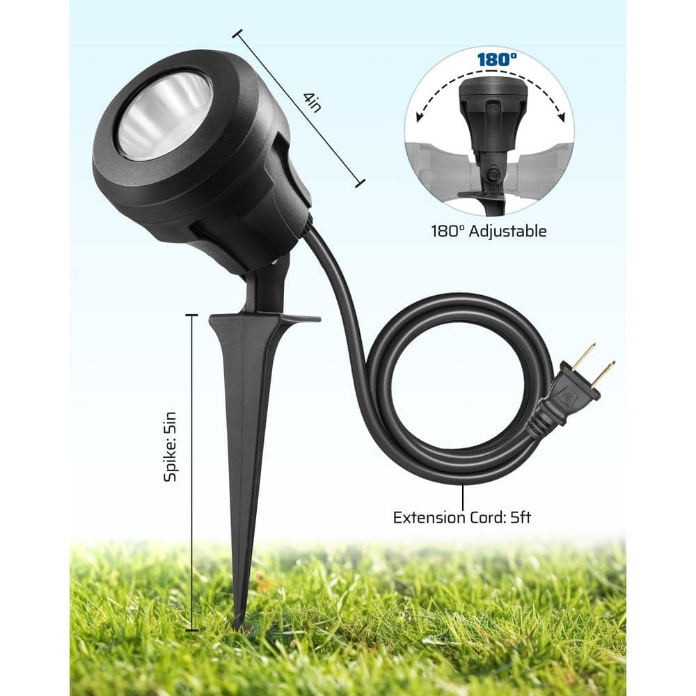 DEWENWILS 120V LED Black Outdoor Spotlight with Color Lenses