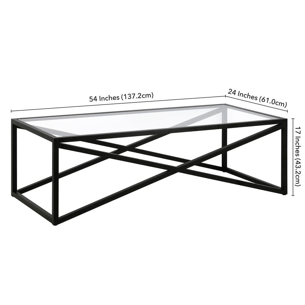 Calix 54" Blackened Bronze Rectangular Glass Coffee Table