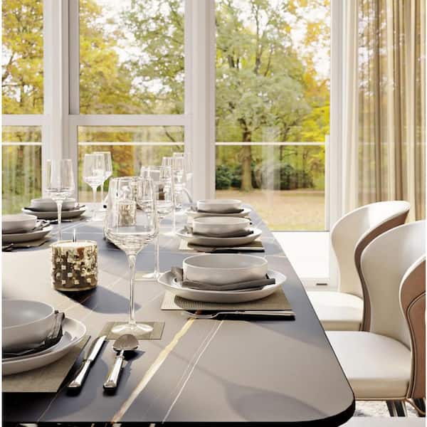 J&E Home 62.99 in. Black Rectangle Sintered Stone Tabletop Dining
