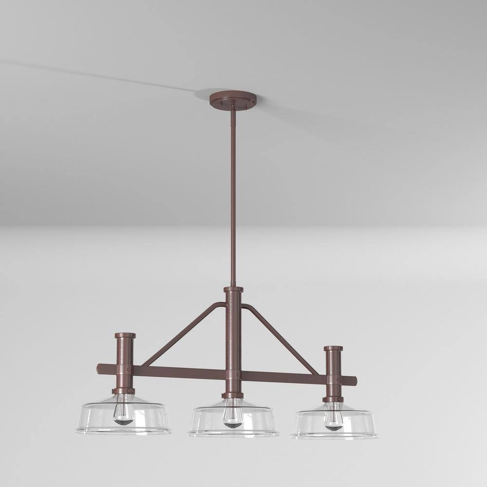 Carson 38.75" Satin Copper Bronze Glass Island Pendant
