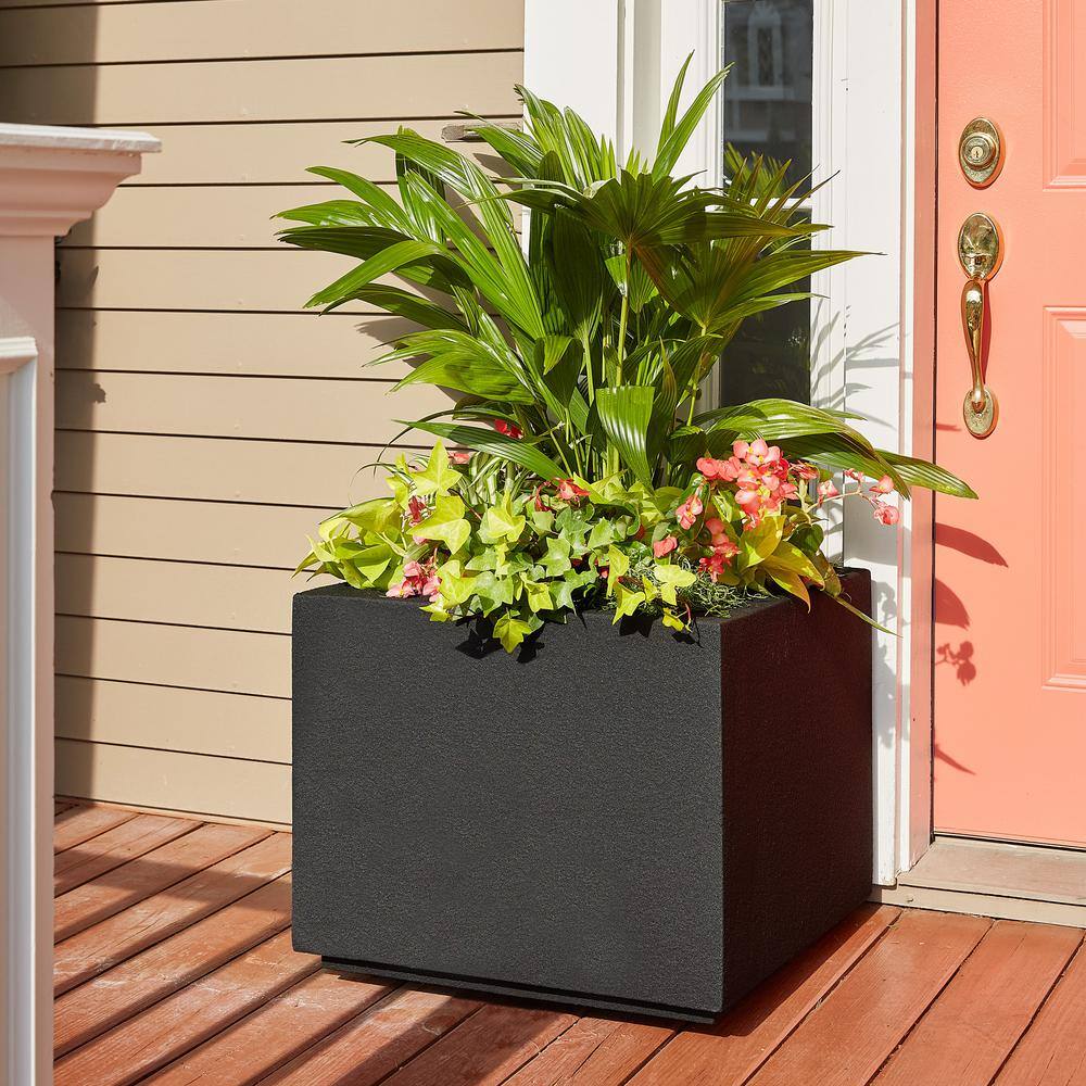 Gray Granite Square Polymer Outdoor Planter Box