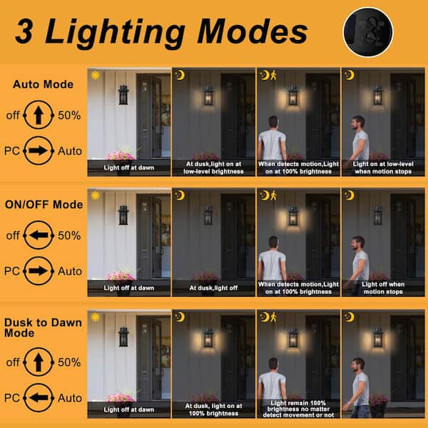 C Cattleya Black Motion Sensing Dusk to Dawn Outdoor Hardwired