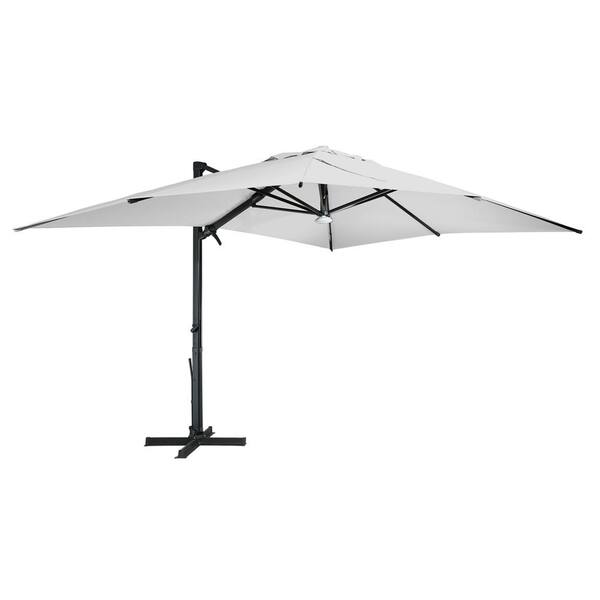 Boyel Living 10x13 ft. 360° Rotation Cantilever Patio Umbrella with BaseandBT in Gray