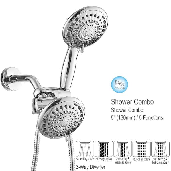 6-spray 5 in. Dual Shower Head and Handheld Shower Head in Chrome 6-spray 5 in. Dual Shower Head and Handheld Shower Head in Chrome
