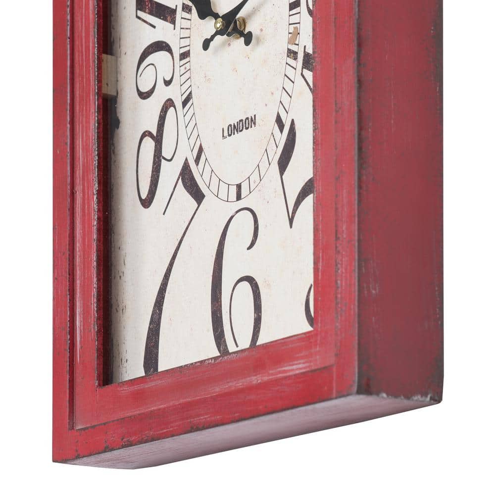 Waverly Distressed Red and White Rectangular Wall Clock