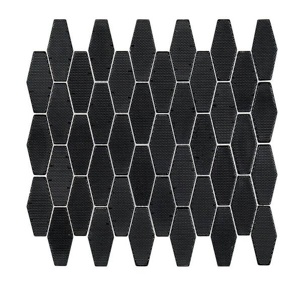 Jeffrey Court Carbon Hex Black 10.375 in. x 12 in. Textured Gloss Glass Mosaic Tile (0.864 sq. ft./Each)
