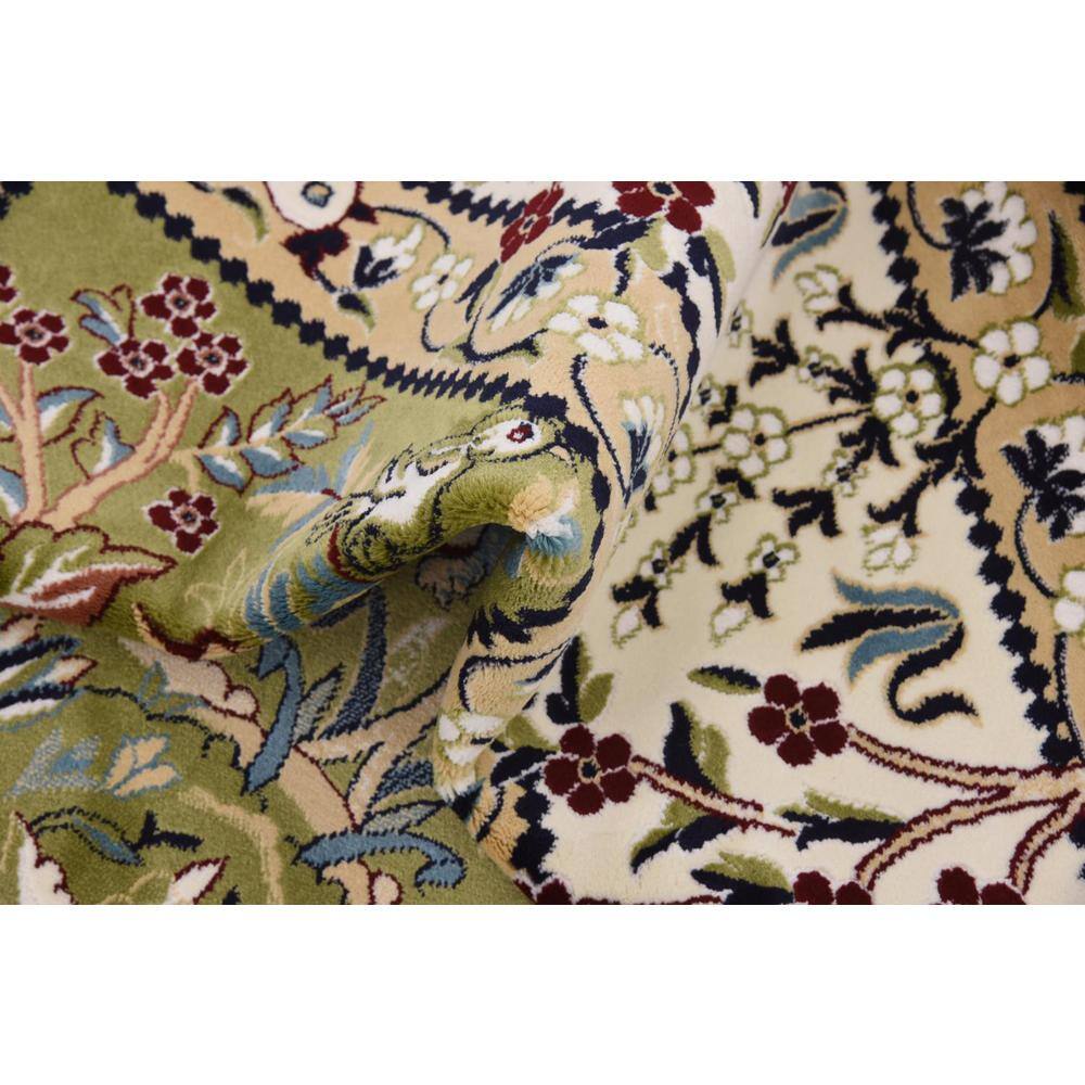 Green and Ivory Rectangular Floral Synthetic Area Rug 10' x 13'