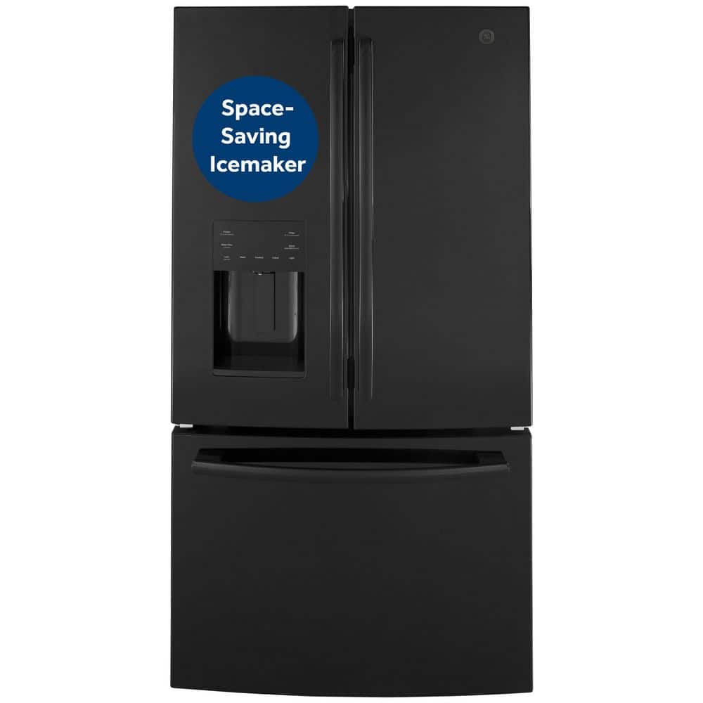 エリーレイ　ブラックヒーター GE 25.6 cu. ft. French Door Refrigerator in Black, ENERGY STAR