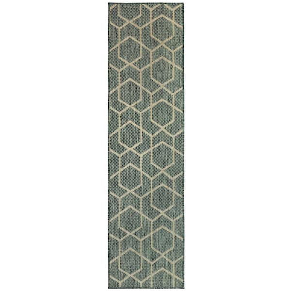 Nourison Horizon Green 2 ft. x 6 ft. Indoor/Outdoor All-Over design ...
