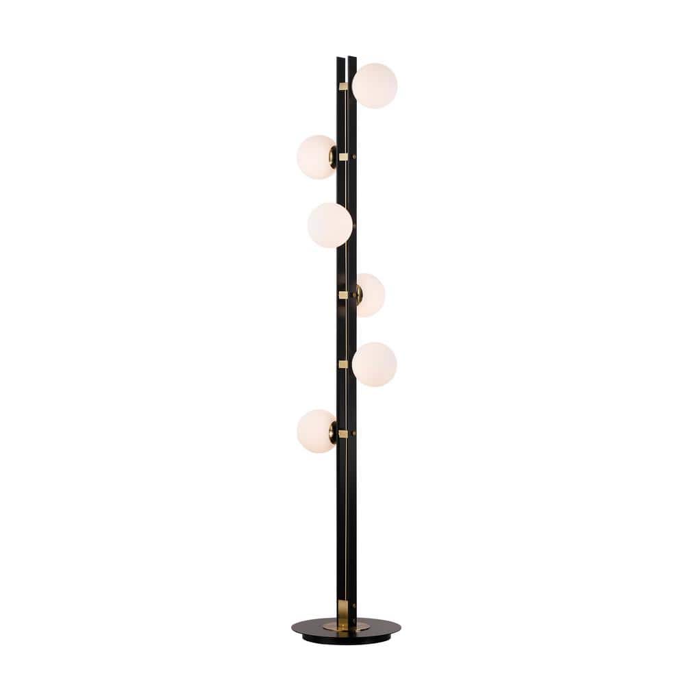77 in. Black 6-Light Nordic Style Tree Floor Lamp