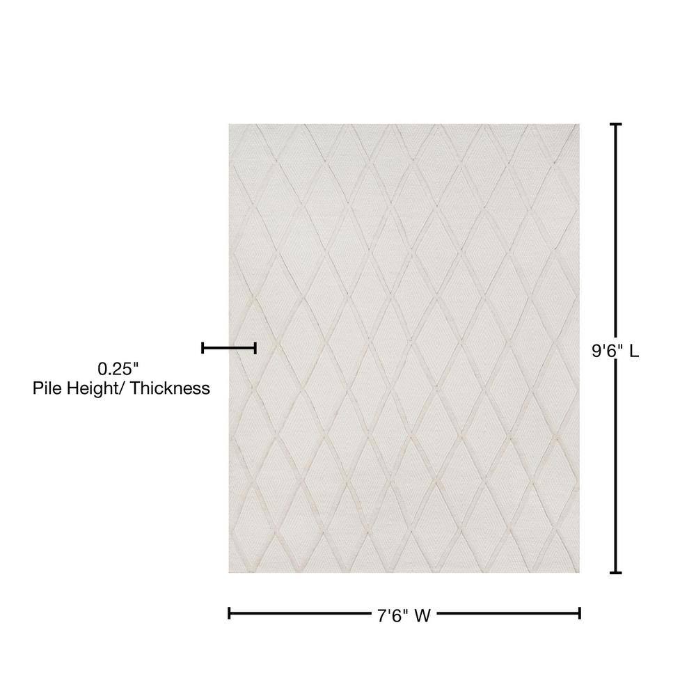 Langdon Beige Rectangular Wool Geometric Area Rug