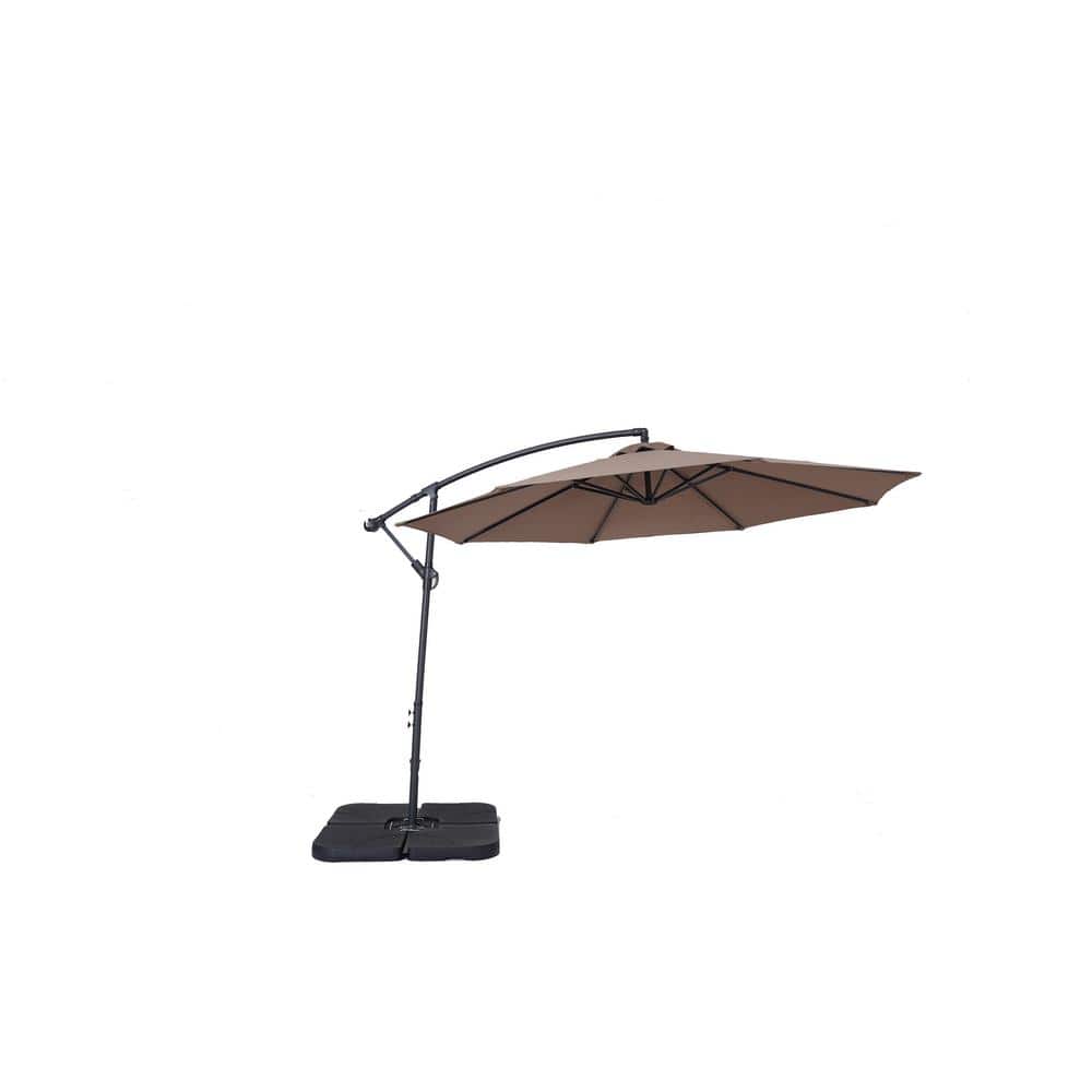10 ft. Steel Cantilever Patio Umbrella in Taupe