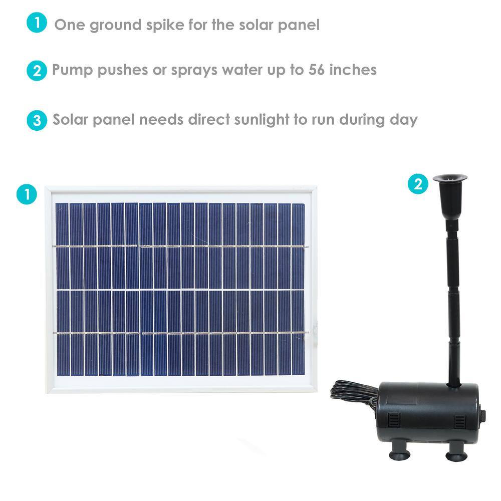Solar Powered Black Pond Pump Kit with LED Light