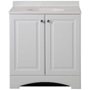 30.50 in. W Bath Vanity in White with Cultured Marble Vanity Top in White with White Basin