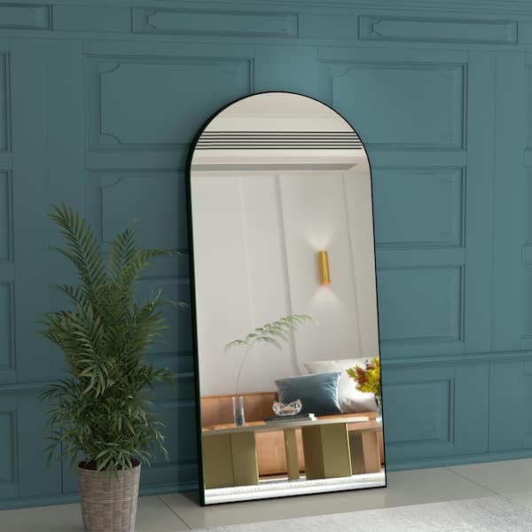 Seafuloy Classical 22 in. W x 65 in. H Oversized Mirror/Floor Mirror Hanging Wall or Standing for Bedroom Dressing Room in Black