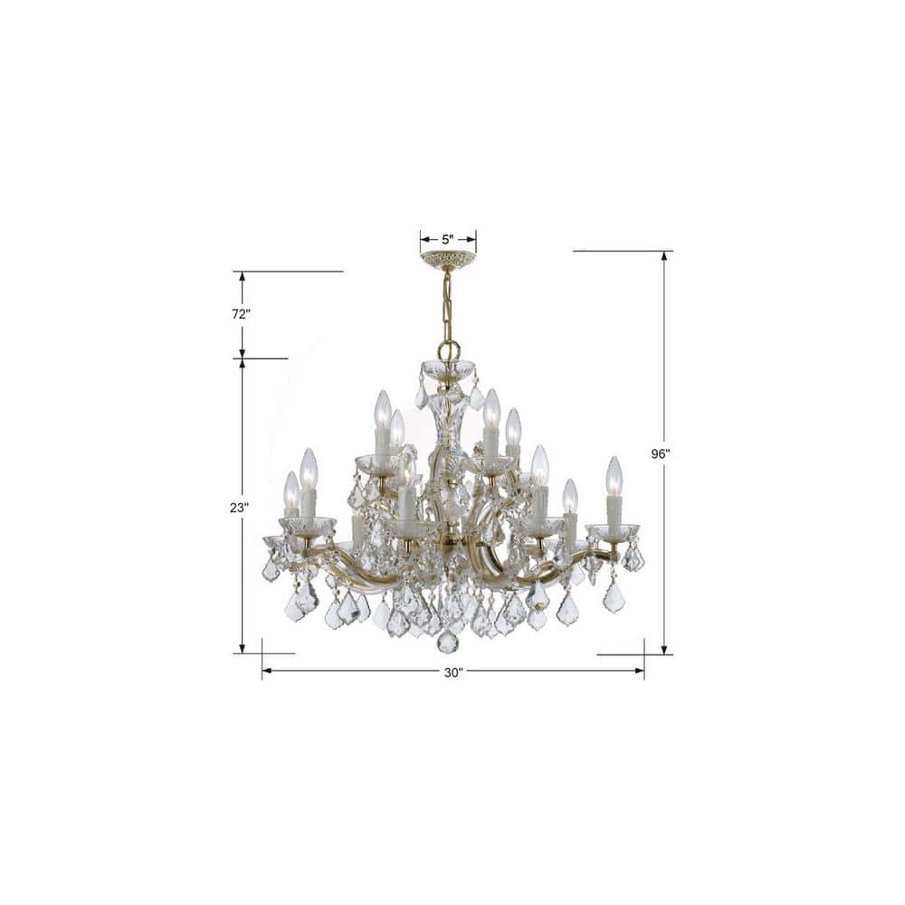 Gold and Clear Crystal 12-Light Candle Chandelier