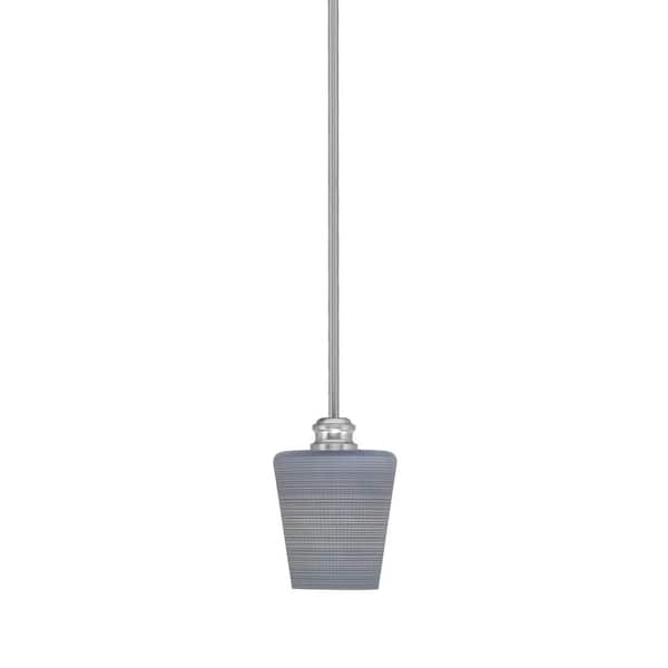 Unbranded Albany 60-Watt 1-Light Brushed Nickel Pendant Mini Pendant Light Gray Matrix Glass and Light Bulb Not Included