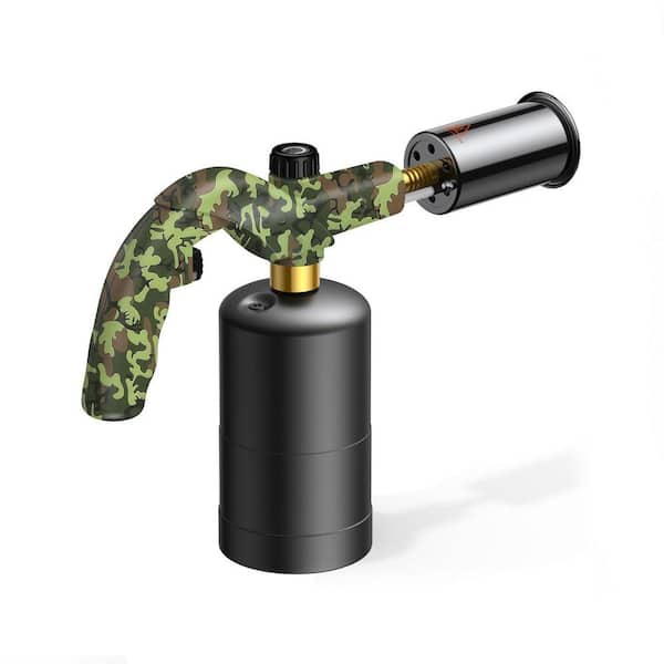 Metal Propane Torch Head Adjustable Flame Silver Finish Blow Torch Gun for Kitchen Cooking BBQ Gas Welding Kit