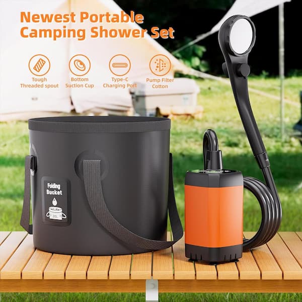 Portable Outdoor Camp Shower with 6000mAh Rechargeable Shower Pump