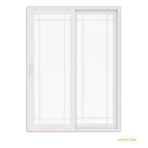 72 in. x 96 in. V-4500 White Vinyl Left-Hand 9 Lite Sliding Patio Door