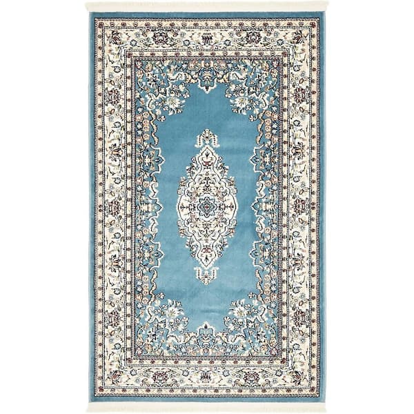 Narenj Collection Area Rug - Windsor (3 ft. 1 in. x 5 ft. 3 in. Rectangle Blue/Burgundy)
