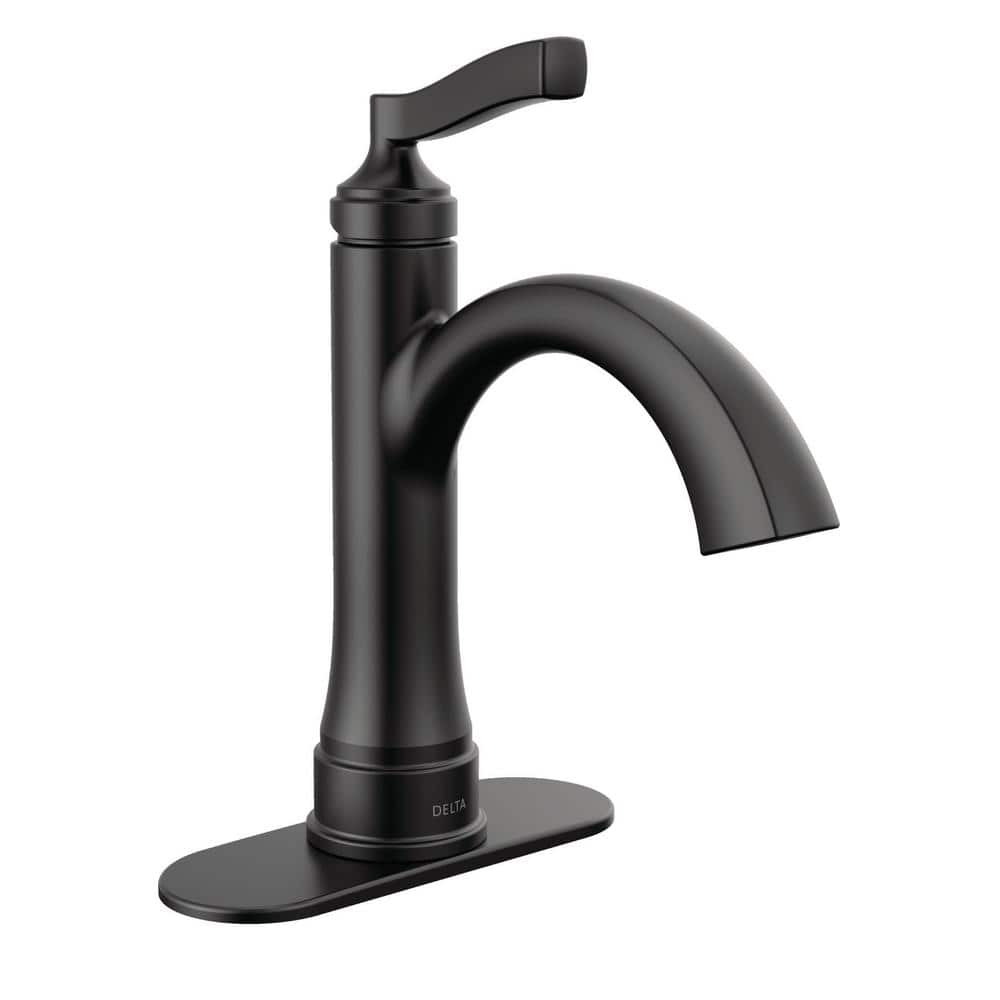 Delta Faryn Single Handle Single Hole Bathroom Faucet in Matte Black ...