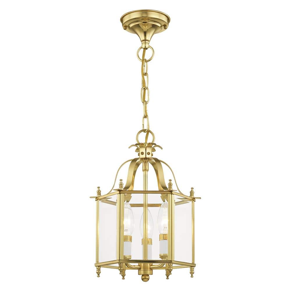 Polished Brass 3-Light Mini Pendant with Clear Glass