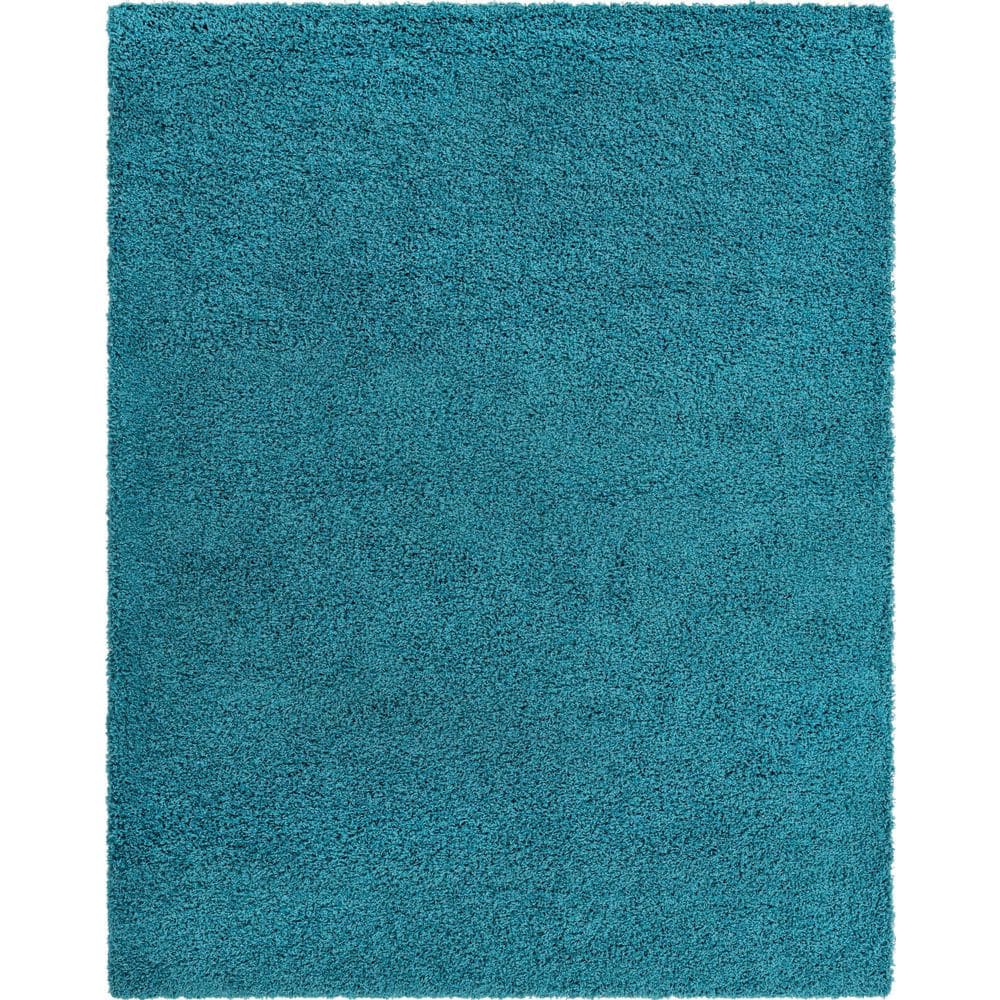 Aqua Blue 8' x 10' Reversible Shag Area Rug