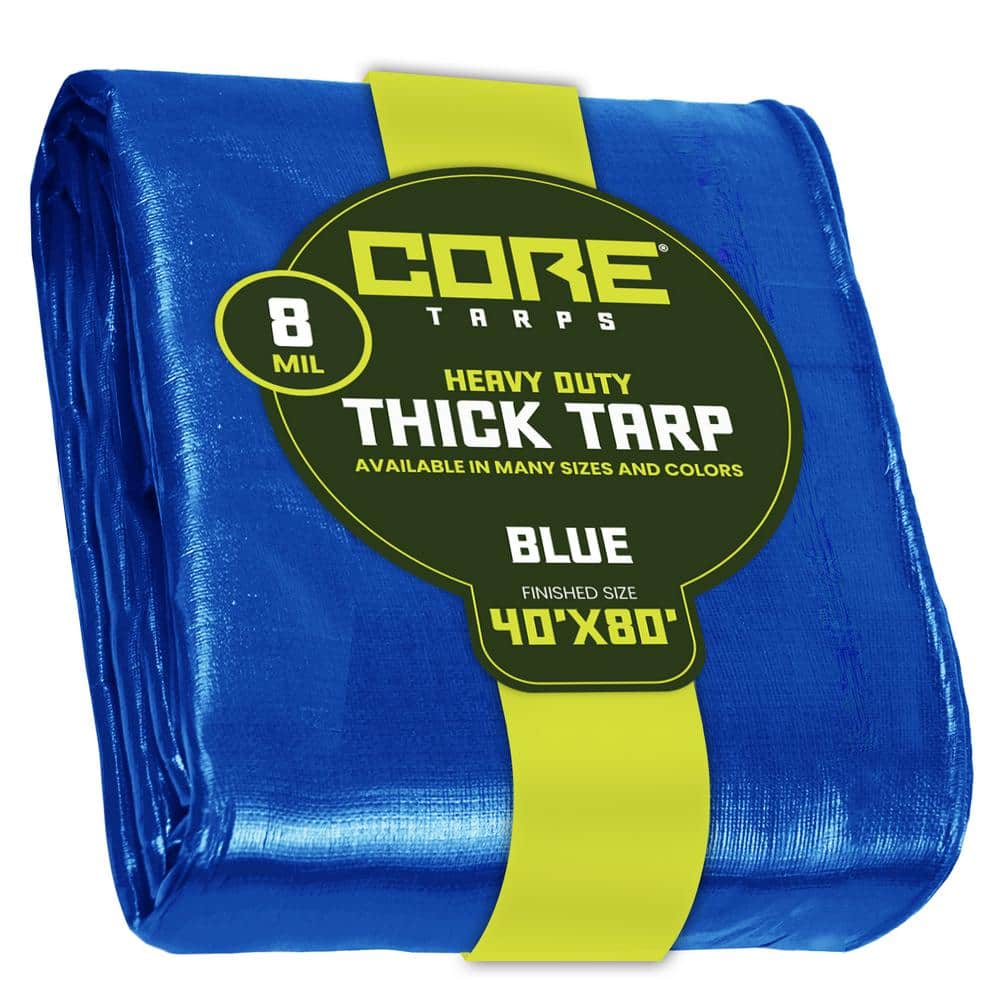 CORE TARPS Polyethylene Heavy Duty Blue Mil Tarp WaterProof UV Resistant  Rip and Tear Proof 40 ft. x 80 ft. CT-405-40X80 The Home Depot