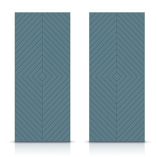 CALHOME 60 in. x 96 in. Hollow Core Dignity Blue Stained Composite MDF Interior Double Closet Sliding Doors