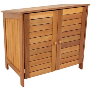 37.5 in. W x 23.75 in. D x 36 in. H Meranti Wood Outdoor Storage Cabinet with Angled Top