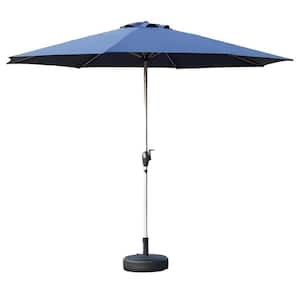 7.5 ft. Market Patio Umbrella Outdoor Umbrella with Push Button Tilt, Crank, 8 Sturdy Ribs in Navy Blue