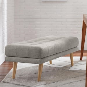 Whaverton Dining & Living Upholstered Accent Bench in Stone Gray with Oak Base (48" W x 18" H x 21" D)