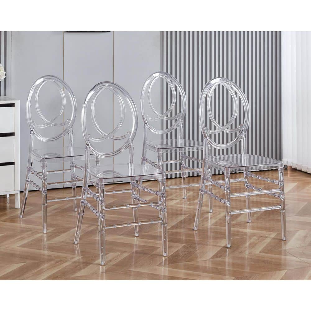 Transparent Plastic Welding Chair Outdoor Dining Chair (Set of 4)