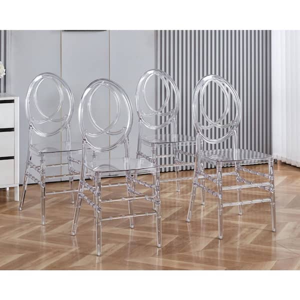 Unbranded Transparent Plastic Welding Chair Outdoor Dining Chair (Set of 4)