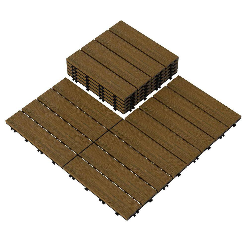 1 ft. x 1 ft. Brown Outdoor Square Interlocking Composite Flooring Deck Tile (10 sq. ft. Per Box) price history on PriceWatchPro