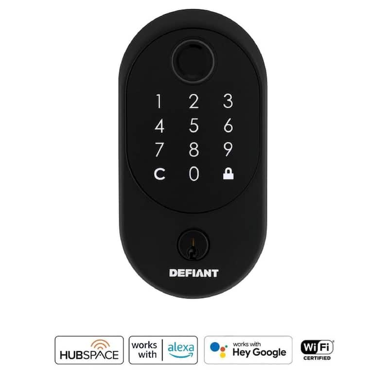 Hubspace Matte Black Round Biometric Fingerprint Electronic Touchpad Deadbolt