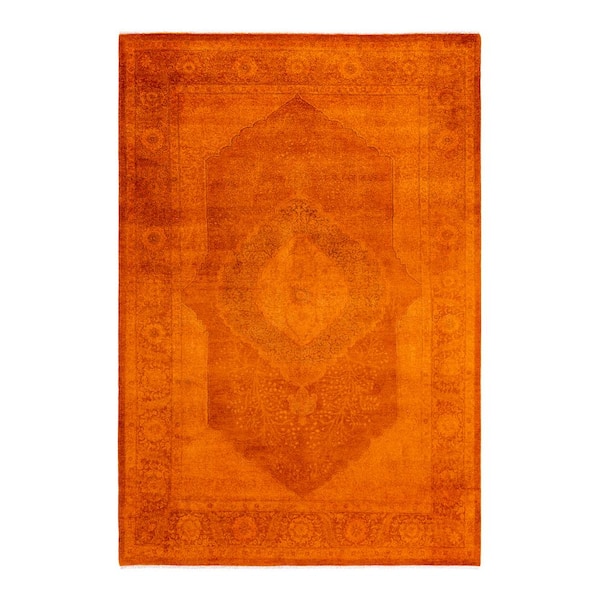 Fine Vibrance Orange 5 ft. x 8 ft. Solid Wool Indoor Area Rug
